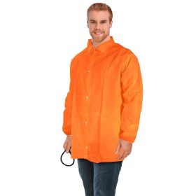 Orange Disposable Lab Jackets for Adults, Medium. Pack of 30 Polypropylene Disposable Jacket Lab Coat with Elastic Wrists, Snap Front