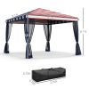 Outsunny Patriotic Pop-Up: 10x10' American Flag Canopy with Mesh Sidewalls for Outdoor Events
