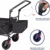 Collapsible Wagon Heavy Duty Folding Wagon Cart with Removable Canopy, 4" Wide Large All Terrain Wheels, Brake, Adjustable Handles