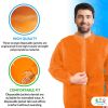 Orange Disposable Lab Jackets for Adults, Medium. Pack of 30 Polypropylene Disposable Jacket Lab Coat with Elastic Wrists, Snap Front