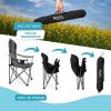 Black and Gray Camping Chair with Steel Frame and Oxford Fabric Single Folding Outdoor Chair Supports up to 120KG Portable Lawn Chair for Camping Hiki